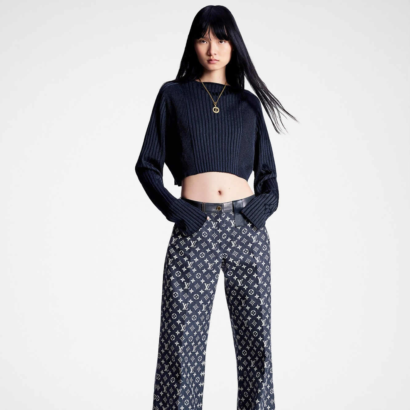 Louis Vuitton Ribbed Knit Cropped Jumper